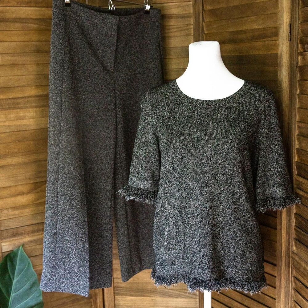 Ann-taylor Women's Grey and Black Blouse